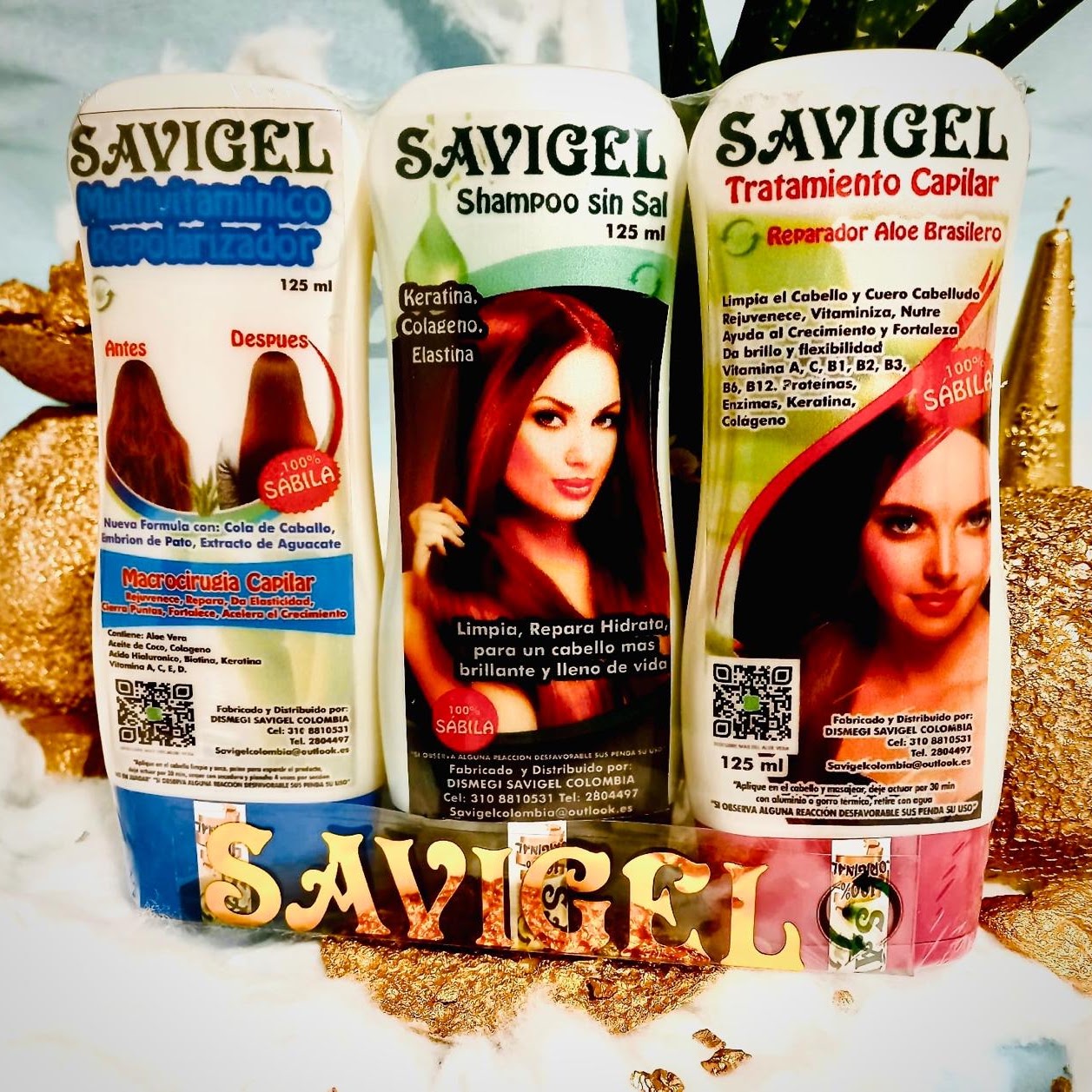 Línea Savigel Completa — Sábila, Keratina, Colágeno